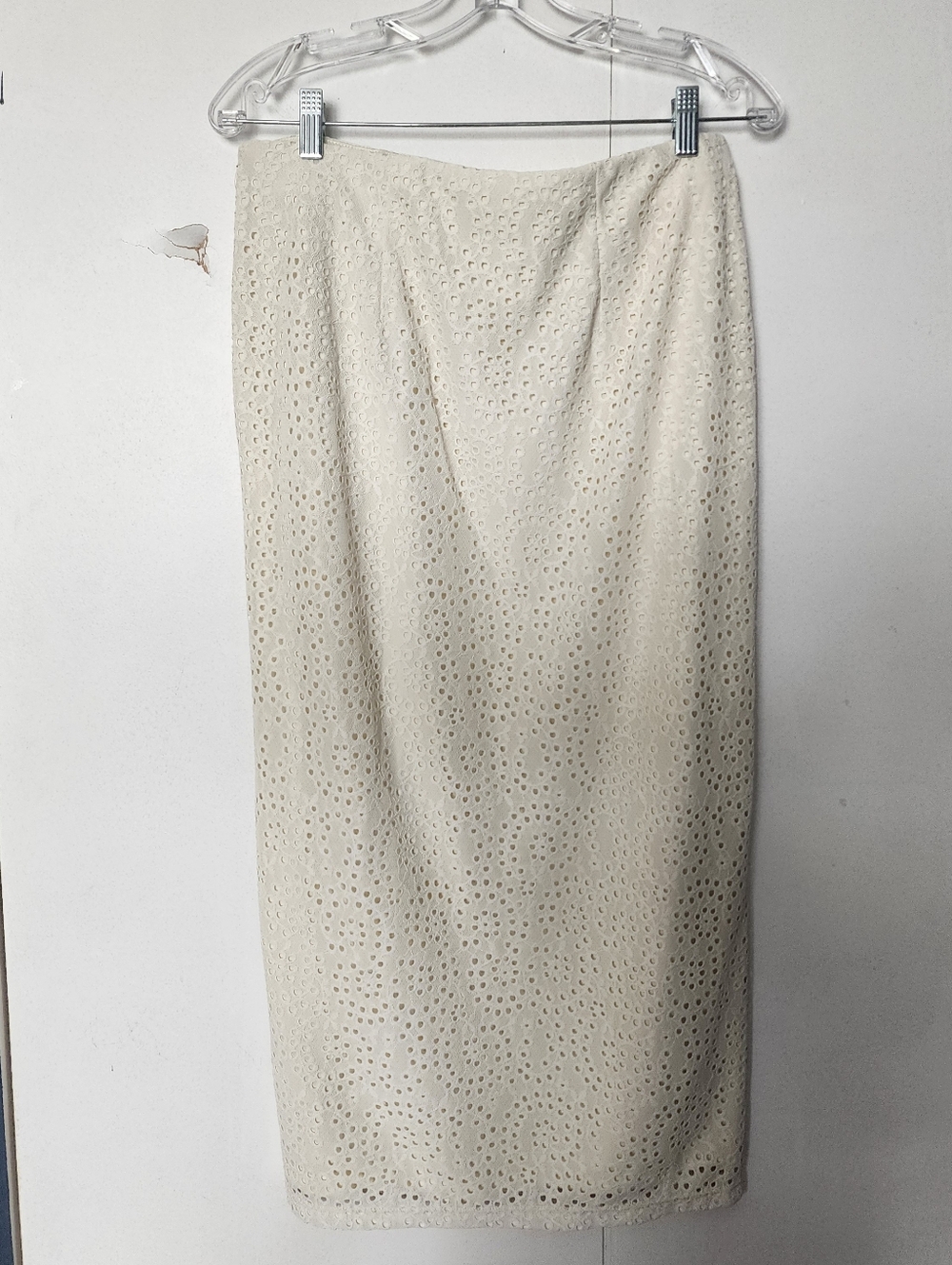 A New Day Cream Eyelet Midi Front Slit Skirt 8 Nwt Graduation Spring Coquette